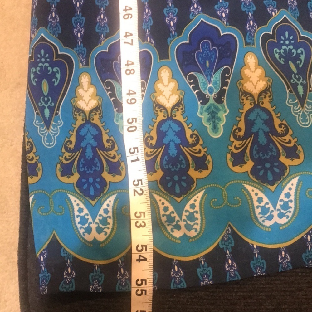 Mossimo Navy Blue/Turquoise/Gold Sleeveless V-Neck Elastic Waist Maxi Dress-M - Picture 12 of 13